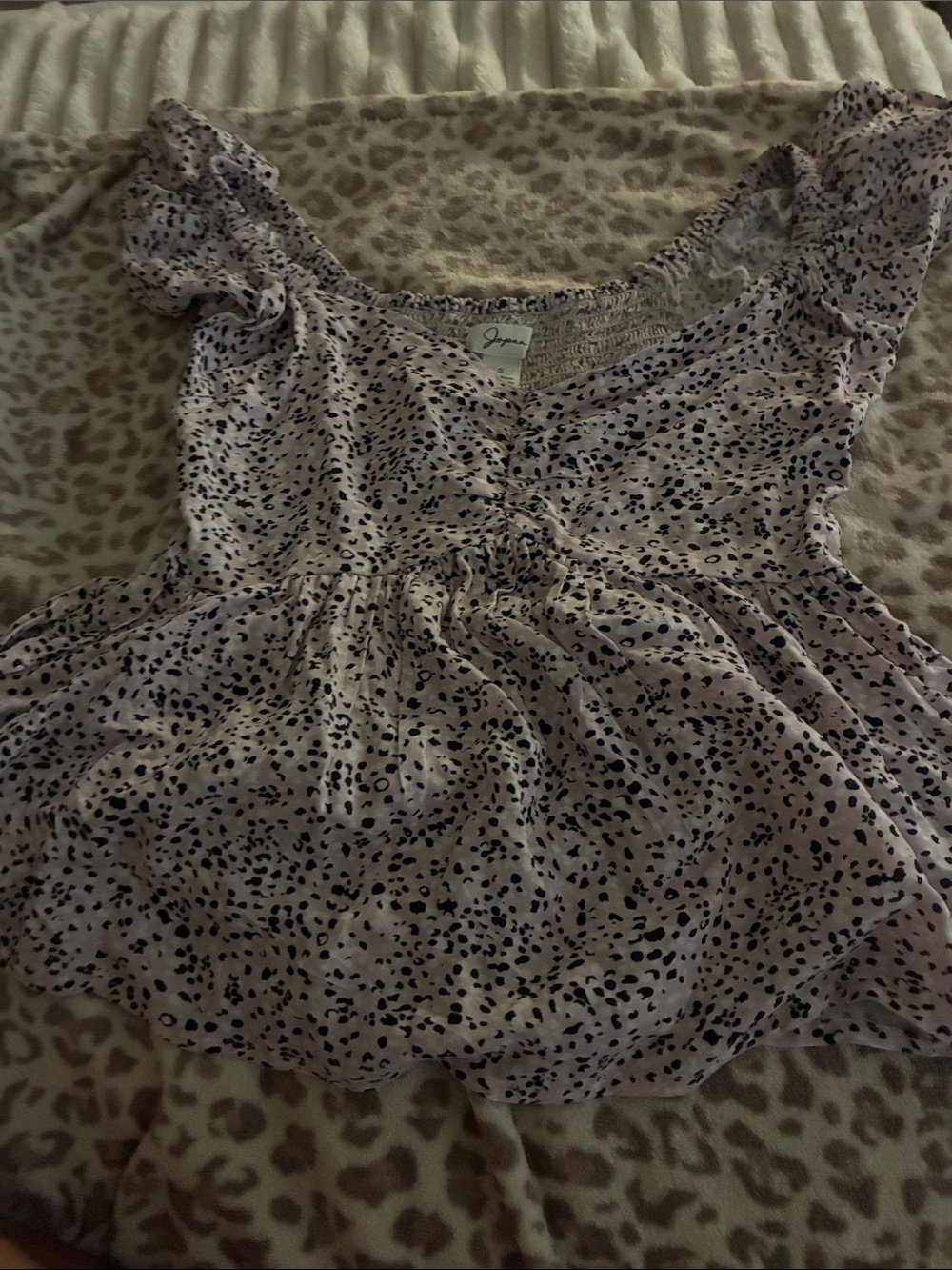 Free People Lavender Speckle Ruffle Peplum Top